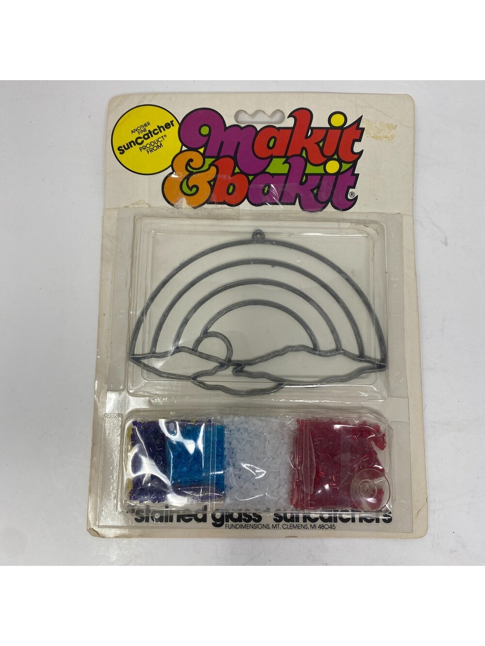 Vintage Makit & Bakit Rainbow Suncatcher Kit 50597 Stained Glass 1983 Craft
